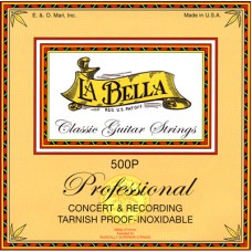 LA BELLA 500P Recording Concert - струны - белый нейлон, плоская обмотка нержав.сталь, натяж - 38,4 кг